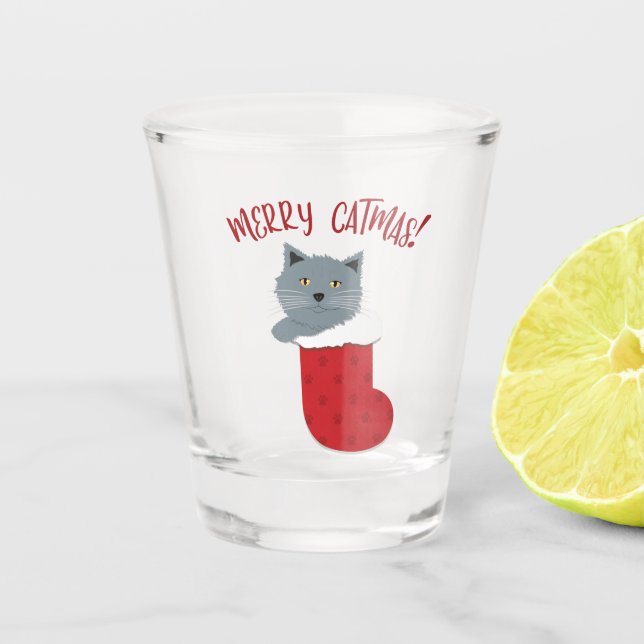 Merry Catmas Shot Glass (Front)