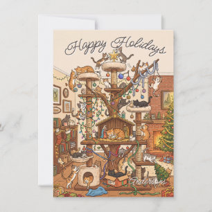 Merry Catmas Tree Cosy Feline Christmas Holiday Card