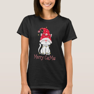 Merry Catmas Xmas Cute Gnomes Cat Christmas Tree T-Shirt