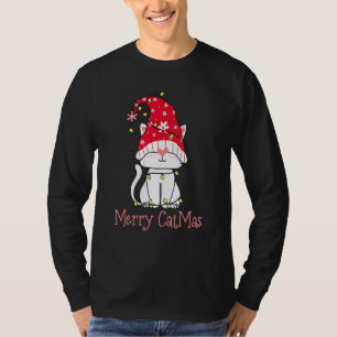 Merry Catmas Xmas   Cute Gnomes Cat Christmas Tree T-Shirt