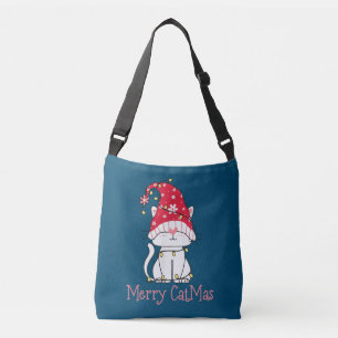 Merry Catmas Xmas Gift Funny Cute Gnomes Cat Crossbody Bag
