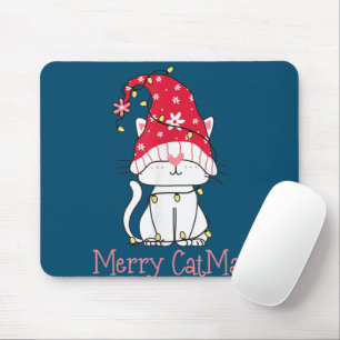 Merry Catmas Xmas Gift Funny Cute Gnomes Cat Mouse Mat