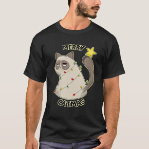 Merry Catmas Xmas Men Women Kids Funny Cat Christm T-Shirt
