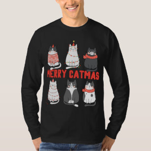 Merry Catmas Xmas Novelty Cat Lover Christmas Ligh T-Shirt