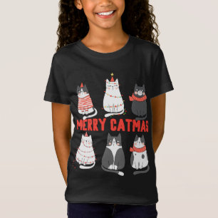 Merry Catmas Xmas Novelty Cat Lover Christmas Ligh T-Shirt