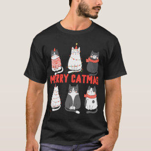 Merry Catmas Xmas Novelty Cat Lover Christmas Ligh T-Shirt