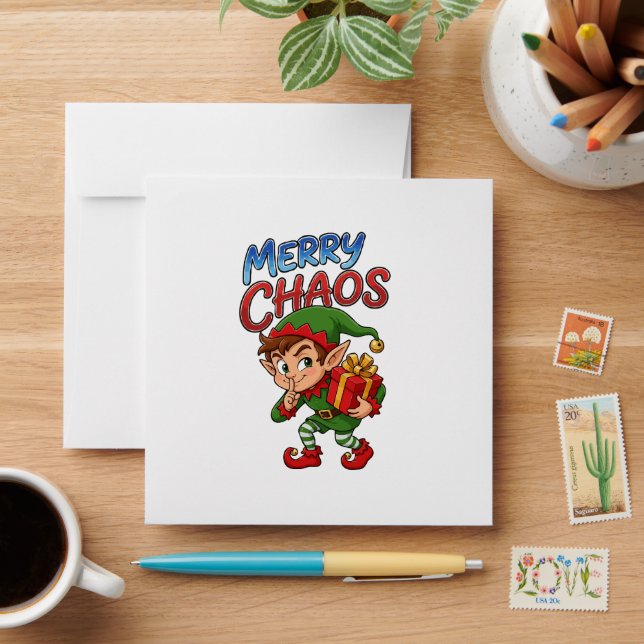 Merry Chaos Christmas Elf Envelope (Desk)
