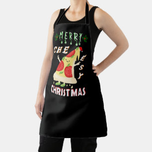 Merry Cheesy Christmas Xmas Santa Pizza Christmas Apron