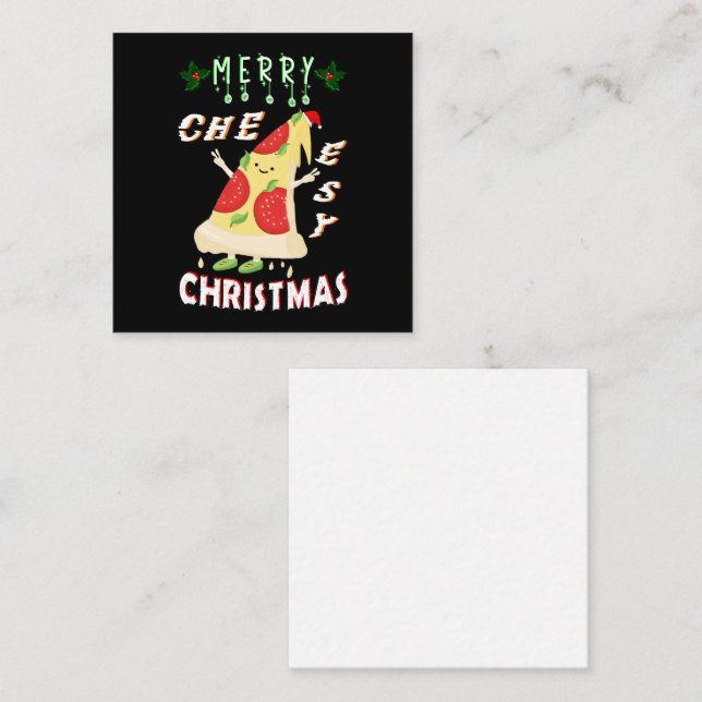 Merry Cheesy Christmas Xmas Santa Pizza Christmas Card (Front/Back)