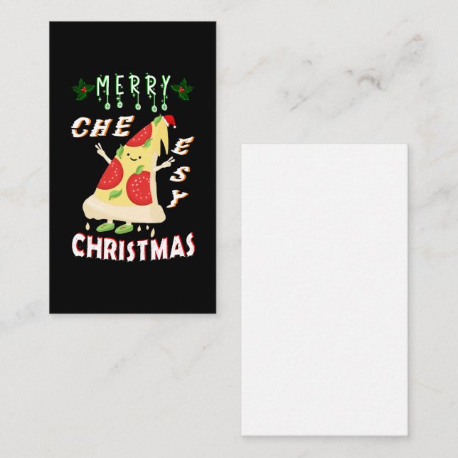 Merry Cheesy Christmas Xmas Santa Pizza Christmas Card (Front/Back)