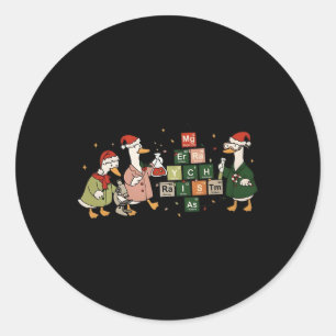 Merry Chemistmas Goose Chemistry Christmas Science Classic Round Sticker
