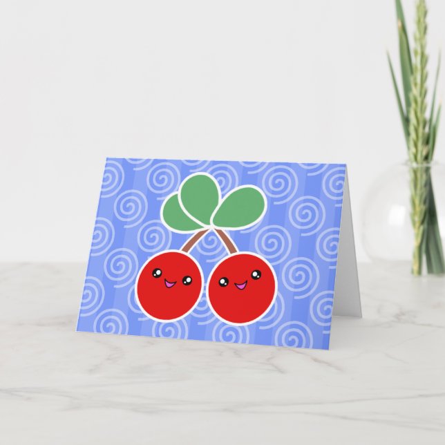 Merry Cherries Kawaii Birthday Card (Front)