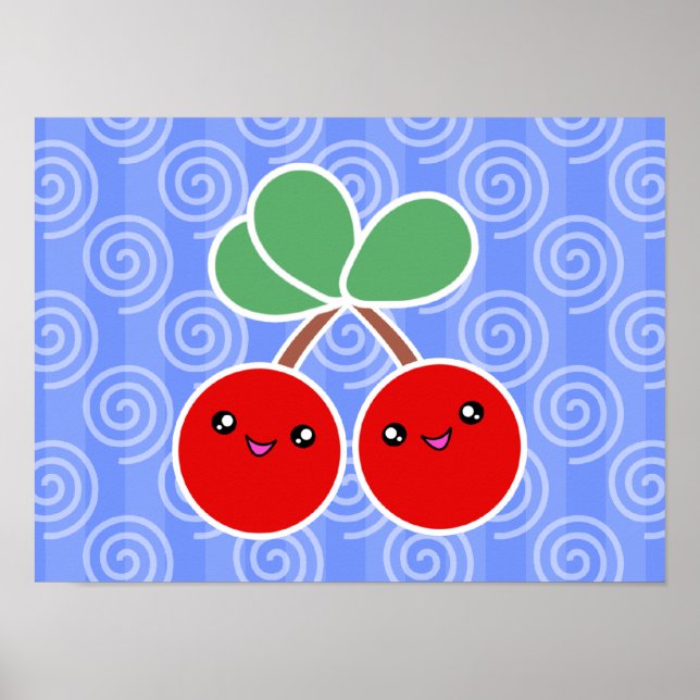 Merry Cherries Kawaii Poster (Front)