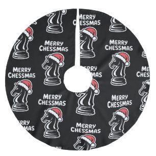 Merry Chessmas Christmas Chess Xmas Santa Hat Brushed Polyester Tree Skirt