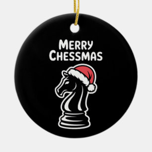 Merry Chessmas Christmas Chess Xmas Santa Hat Ceramic Tree Decoration