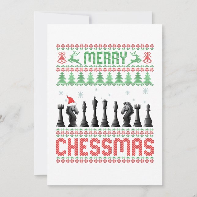 Merry Chessmas Funny Chess christmas Ugly Sweater Thank You Card (Front)