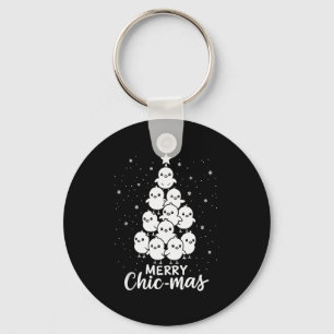 Merry Chic-mas Cute Chicks Christmas Tree Funny Fa Key Ring