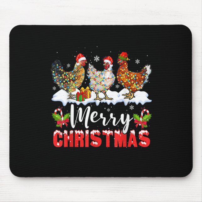Merry Chickenmas Chicken Christmas Tree Funny Xmas Mouse Mat (Front)