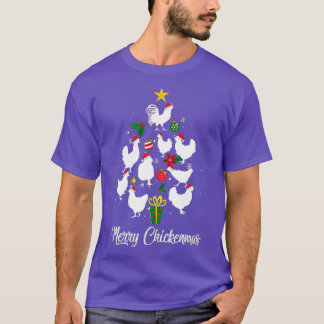 Merry Chickenmas Chicken Christmas Tree Funny Xmas T-Shirt