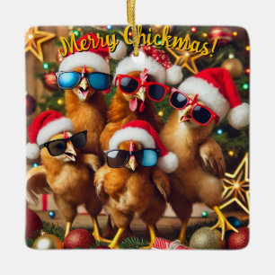 Merry Chickmas Ceramic Ornament