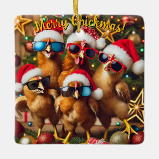 Merry Chickmas  Ceramic Ornament