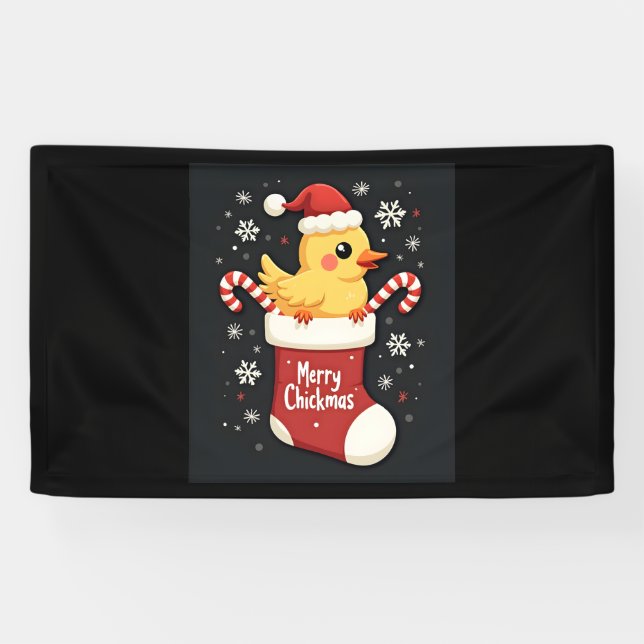 Merry Chickmas Chicken Banner (Horizontal)