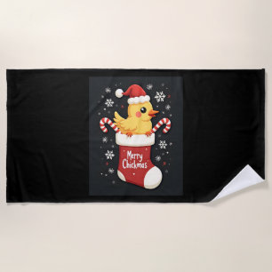 Merry Chickmas Chicken Beach Towel