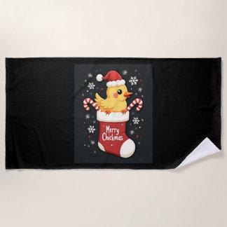 Merry Chickmas Chicken Beach Towel