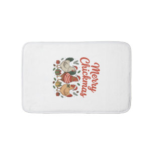 Merry Chickmas Chicken Christmas Bath Mat