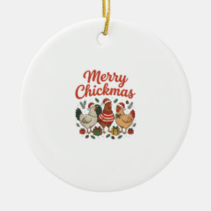 Merry Chickmas Chicken Christmas Ceramic Tree Decoration