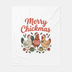 Merry Chickmas Chicken Christmas Fleece Blanket