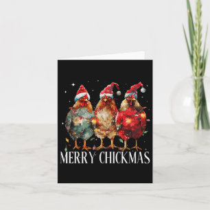 Merry Chickmas Chicken Christmas Lights Santa Hat Card