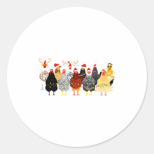Merry Chickmas Chicken Christmas Ornament Lights S Classic Round Sticker