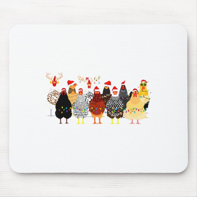 Merry Chickmas Chicken Christmas Ornament Lights S Mouse Mat (Front)