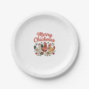 Merry Chickmas Chicken Christmas Paper Plate