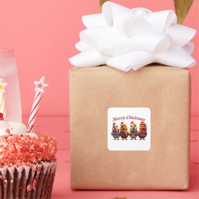Merry Chickmas Chicken Christmas Square Sticker (Party)