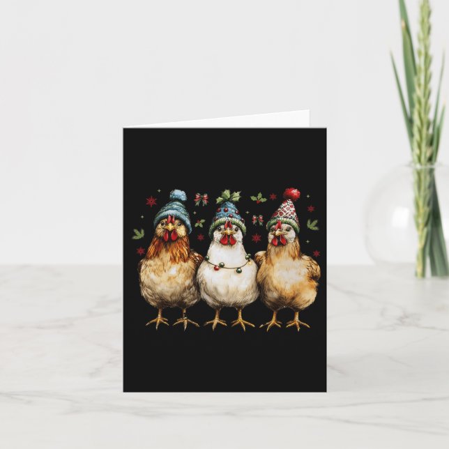 Merry Chickmas Chickens Funny Christmas Chicken Mo Card (Front)