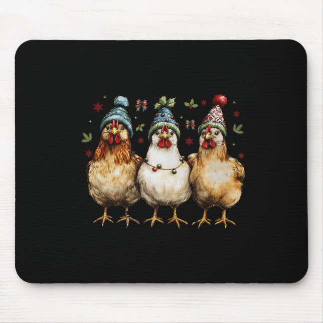 Merry Chickmas Chickens Funny Christmas Chicken Mo Mouse Mat (Front)