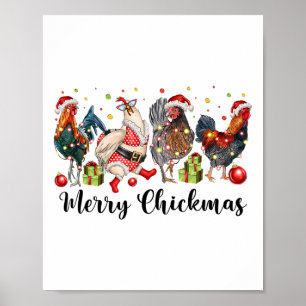 Merry Chickmas Chickens Funny Christmas Chicken Mo Poster