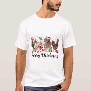 Merry Chickmas Chickens Funny Christmas Chicken Mo T-Shirt