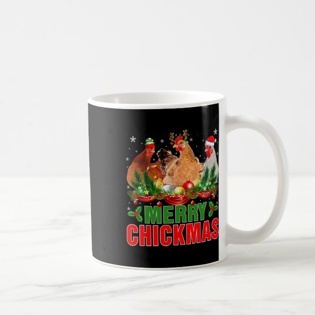 Merry Chickmas Chickens Santa Hat Farmers Christma Coffee Mug (Right)