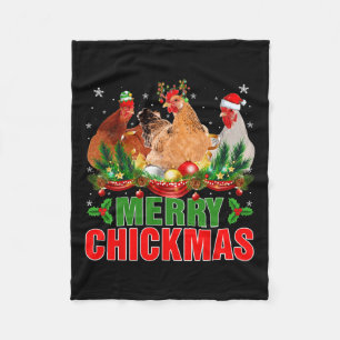 Merry Chickmas Chickens Santa Hat Farmers Christma Fleece Blanket