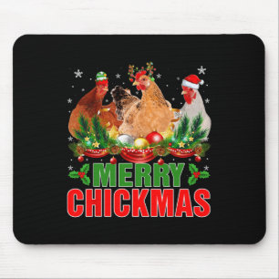 Merry Chickmas Chickens Santa Hat Farmers Christma Mouse Mat