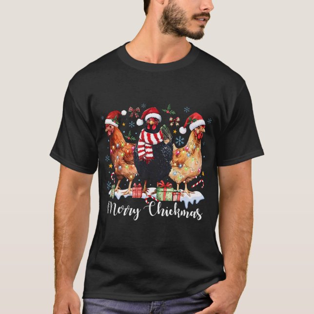 Merry Chickmas Christmas Chicken Coquette Chicken  T-Shirt (Front)