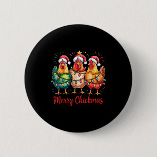 Merry Chickmas Christmas Chicken Santa Hat Chicken 6 Cm Round Badge