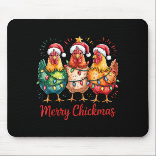 Merry Chickmas Christmas Chicken Santa Hat Chicken Mouse Mat