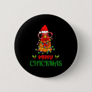 Merry Chickmas Ornament Lights Chicken Farmer Chri 6 Cm Round Badge