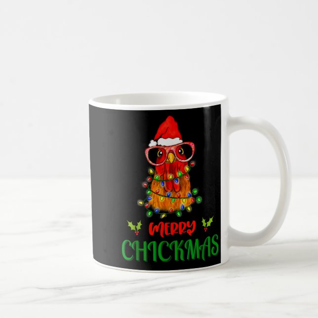 Merry Chickmas Ornament Lights Chicken Farmer Chri Coffee Mug (Right)