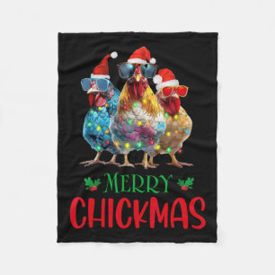 Merry Chickmas Ornament Lights Chicken Farmer Chri Fleece Blanket