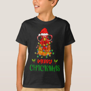 Merry Chickmas Ornament Lights Chicken Farmer Chri T-Shirt